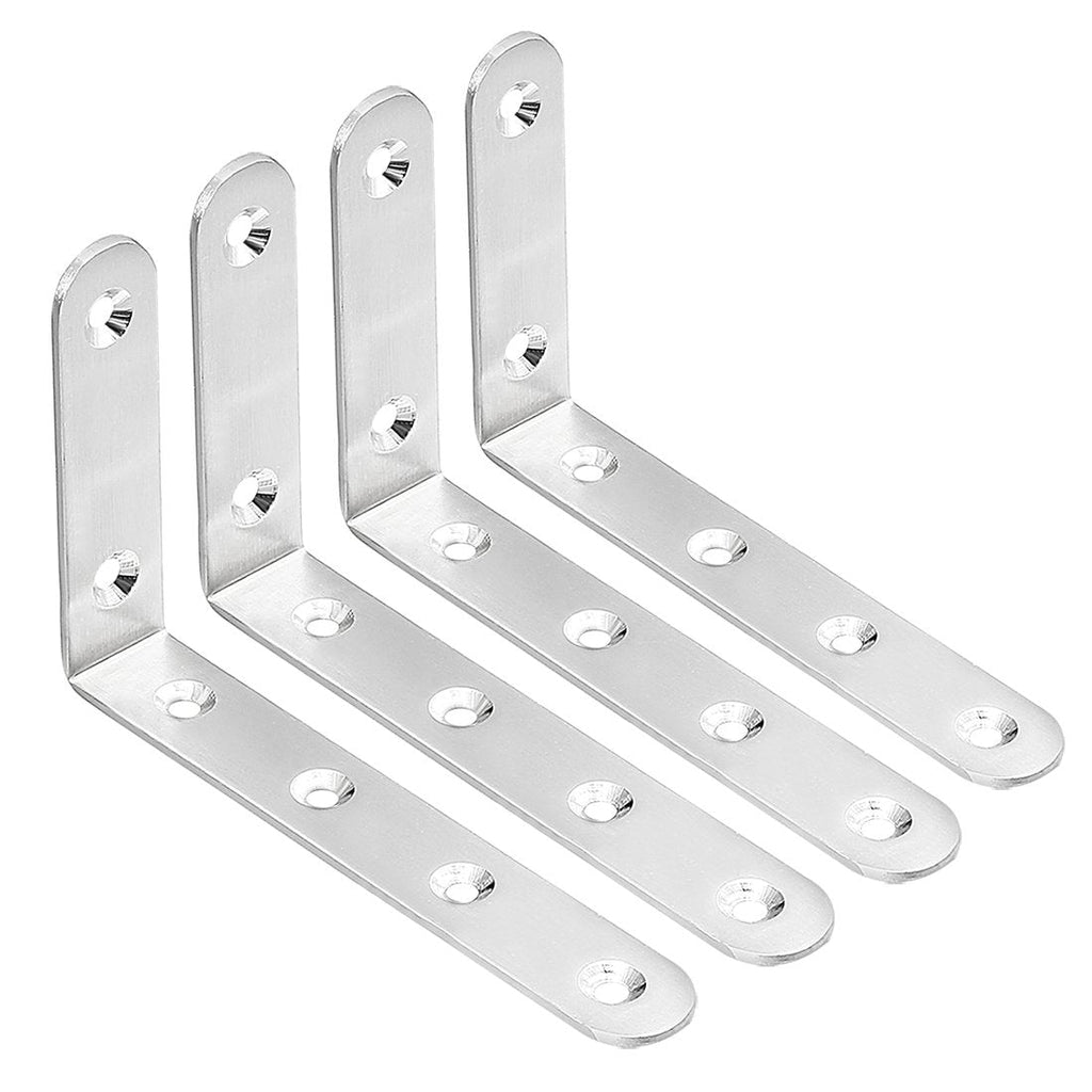  [AUSTRALIA] - uxcell Stainless Steel Shelves Corner Brace 125mmx77mmx20mm, Joint L Shape Right Angle Corner Fastener Joints Support Bracket, Pack of 4