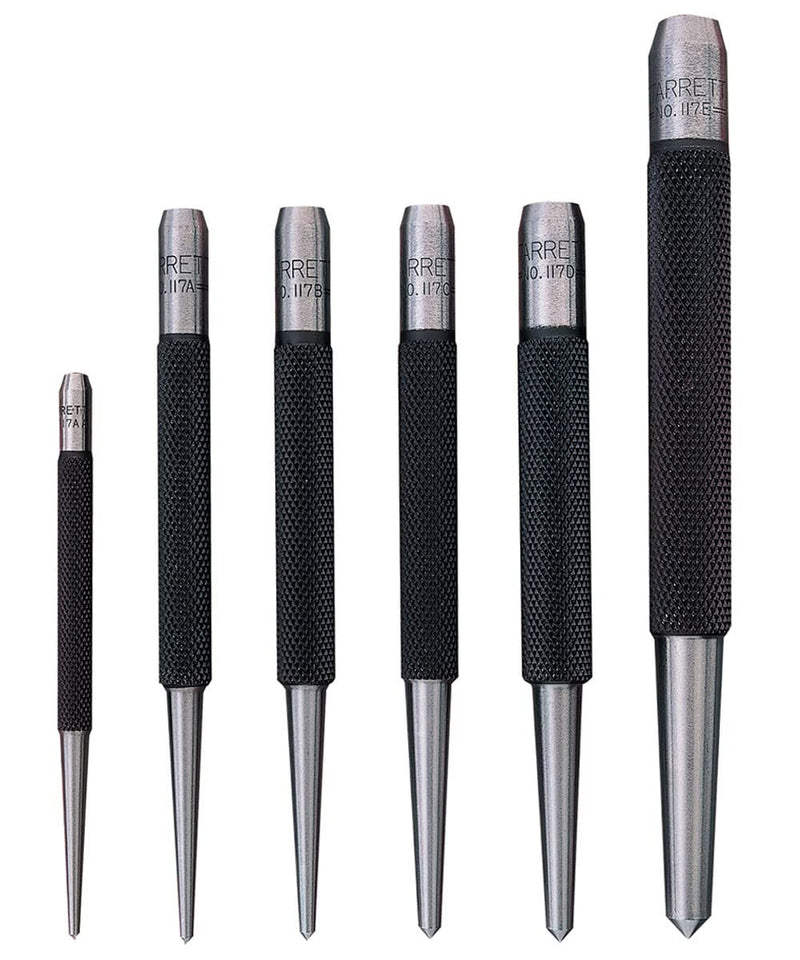  [AUSTRALIA] - Starrett 117C Center Punch With Round Shank, 4" Length, 1/8" Tapered Point Diameter Black