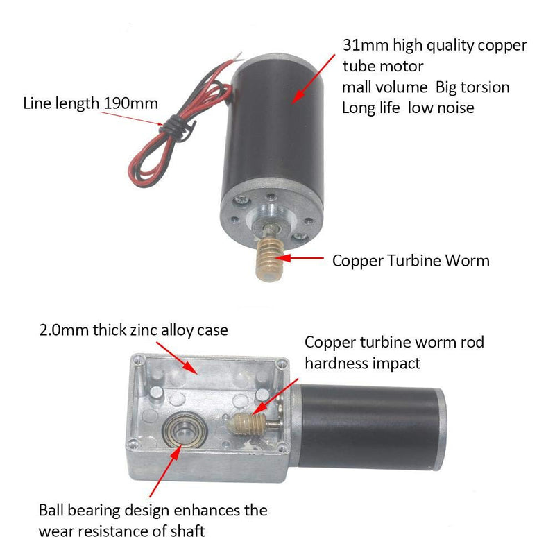  [AUSTRALIA] - Worm Gear Motor 24V High Torsion Speed Reduce Electric Gear Motor Reversible Worm Gear Motor 8mm Shaft(50rpm) 50rpm