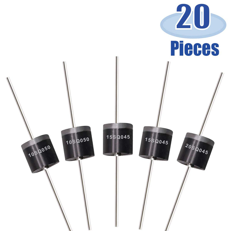 Tnisesm 20 Pcs Schottky Rectifiers Diode, Diode Axial Kit 10SQ050, 15SQ045, 20SQ045 for Solar Panel SQ - 3S 10A(50V)/15A(45V)/20A(45V) - LeoForward Australia