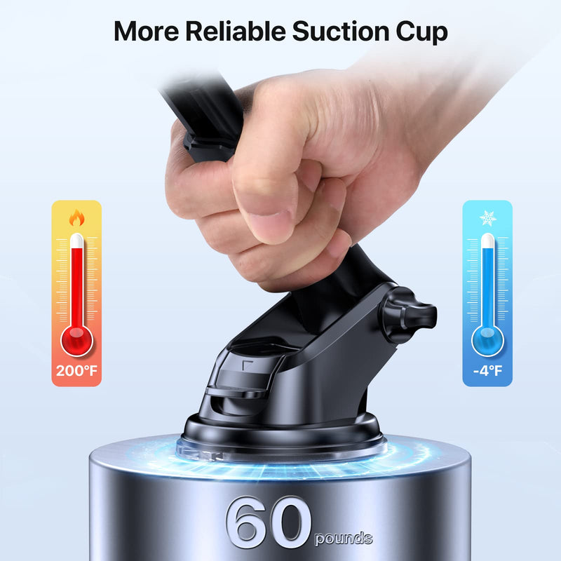  [AUSTRALIA] - LOTUNY Universal Phone Mount for Car, [Military-Grade Reliable Suction] Hands-Free Car Phone Holder Mount, Automobile Cell Phone Holder Car for Dashboard Windshield Vent Fit for All Smartphones Black