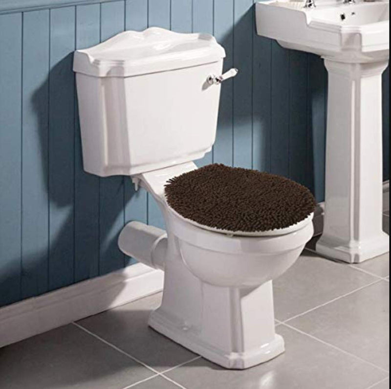  [AUSTRALIA] - MAYSHINE Seat Cloud Bath Washable Ultra Soft Thick Shaggy Microfiber Standard Toilet Lid Covers for Bathroom -Brown Standard Lid Brown