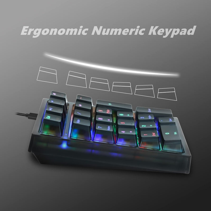  [AUSTRALIA] - Number Pad, Womier WK21 Mechanical USB Wired Numeric Keypad with RGB Backlight and Pudding Keycaps for Laptop Desktop Computer PC(Black, Red Switches) Black, Red Switches