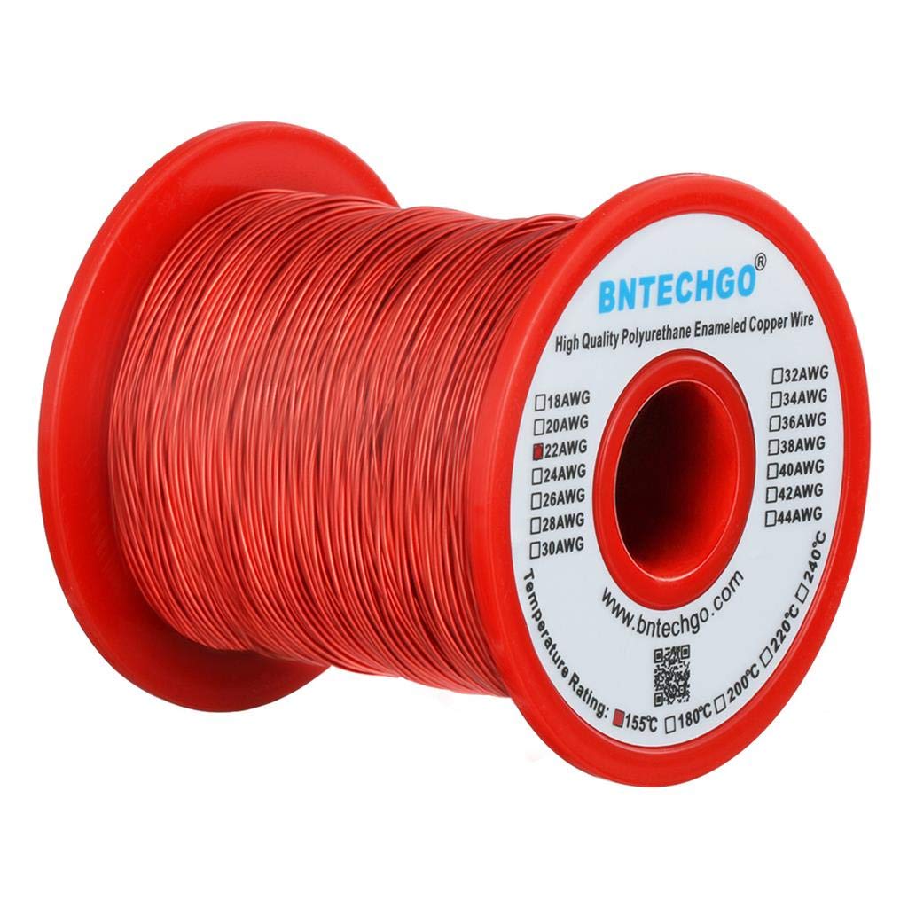  [AUSTRALIA] - BNTECHGO 22 AWG Magnet Wire - Enameled Copper Wire - Enameled Magnet Winding Wire - 1.0 lb - 0.0256" Diameter 1 Spool Coil Red Temperature Rating 155℃ Widely Used for Transformers Inductors 22 gauge enameled magnet wire 1 lb red 1 lb