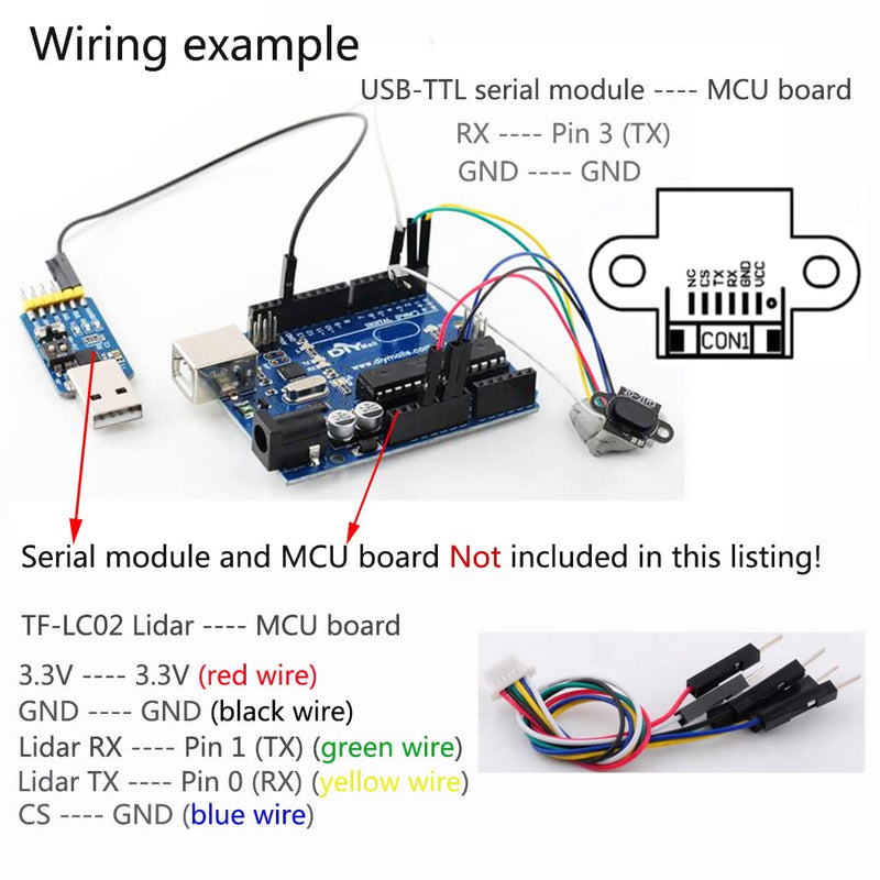  [AUSTRALIA] - Wishiot TF-LC02 Lidar Ranging Module TTL Level DC3-3.6V with 6Pin Male Connector to Dupont Wire for Arduino Raspberry Pi STM32 Home Robot Smart Car