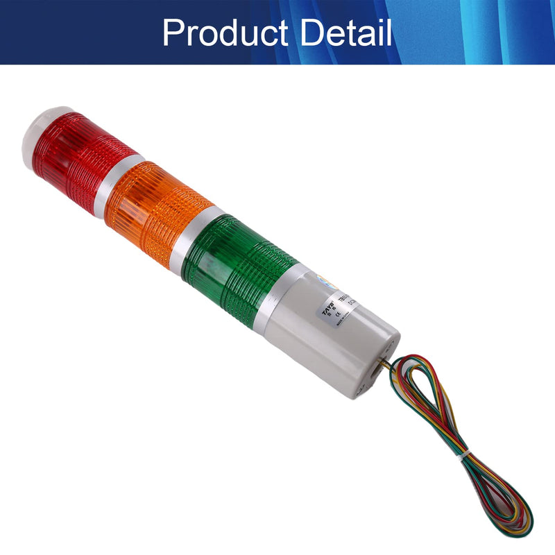  [AUSTRALIA] - Aicosineg Industrial Signal Light Column Tower Lamp Alarm Indicator for CNC Machines 3 Tiers Red Green Yellow Lights Without Continuous Sound 24V 3W 1Pcs