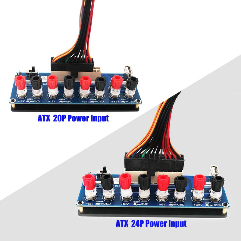  [AUSTRALIA] - Upgrade Version 24 Pins Power Supply Breakout Adapter with USB 5V Port and Insulation Plastic Base (Blue)