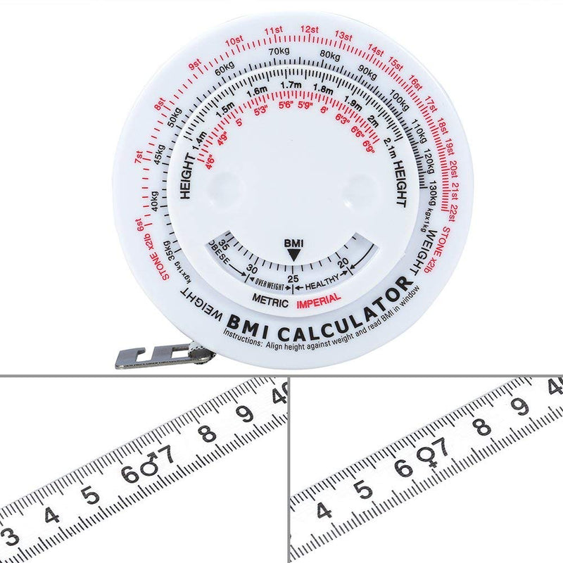  [AUSTRALIA] - BMI Body Mass Index Retractable Tape 150cm Measure Calculator Diet Weight Loss Tape Measures Tools