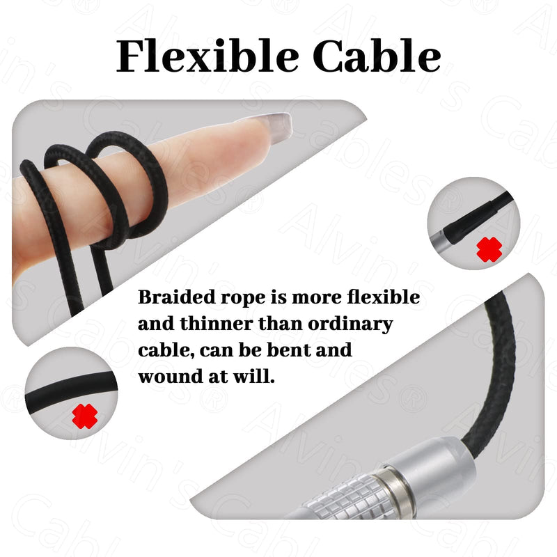  [AUSTRALIA] - Alvin's Cables Flexible D-Tap to 2 Pin Male Power Cable for Teradek, SmallHD Monitor, Vaxis 60cm|23.6inches Braided Wire Straight 2 pin Flexible Cable