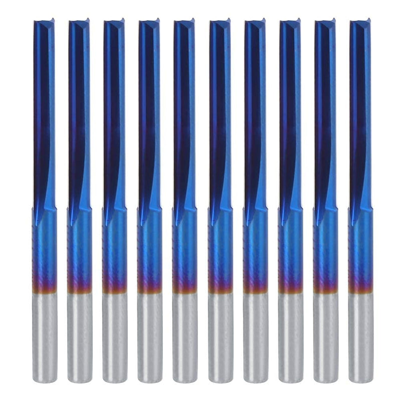  [AUSTRALIA] - 10Pcs 3.175mm CNC Router Carbide 2-Flute Straight Nano Blue Coating End Mill, Handle Milling Tool for Processing Wood