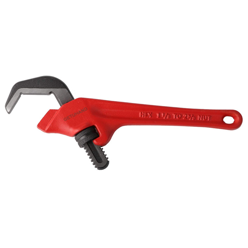  [AUSTRALIA] - GETUHAND 9-1/2-inch Hex Offset Wrench, Model E-110 Hex Pipe Wrench,1-1/8" - 2 5/8" Capacity style A