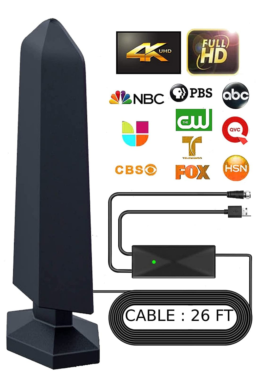  [AUSTRALIA] - ANTIER Amplified Digital TV Antenna 450 Miles Range HDTV - Support 4K 8K 1080p Fire tv Stick and All Older TV's - Smart Switch Amplifier Indoor Signal Booster - 9ft Coax Cable Special Extended