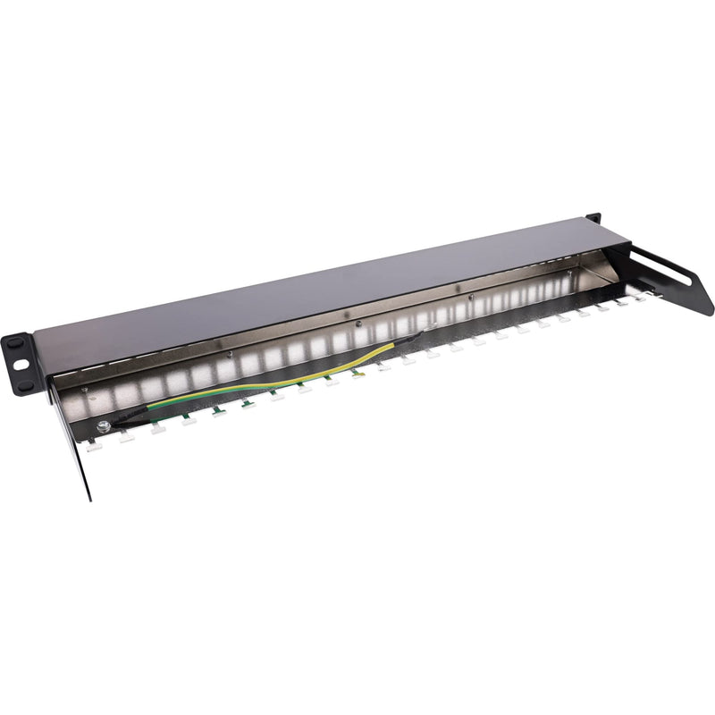  [AUSTRALIA] - InLine® patch panel 24 compartments, Keystone empty metal patch panel with pull-out, 19", 1U, black RAL9005