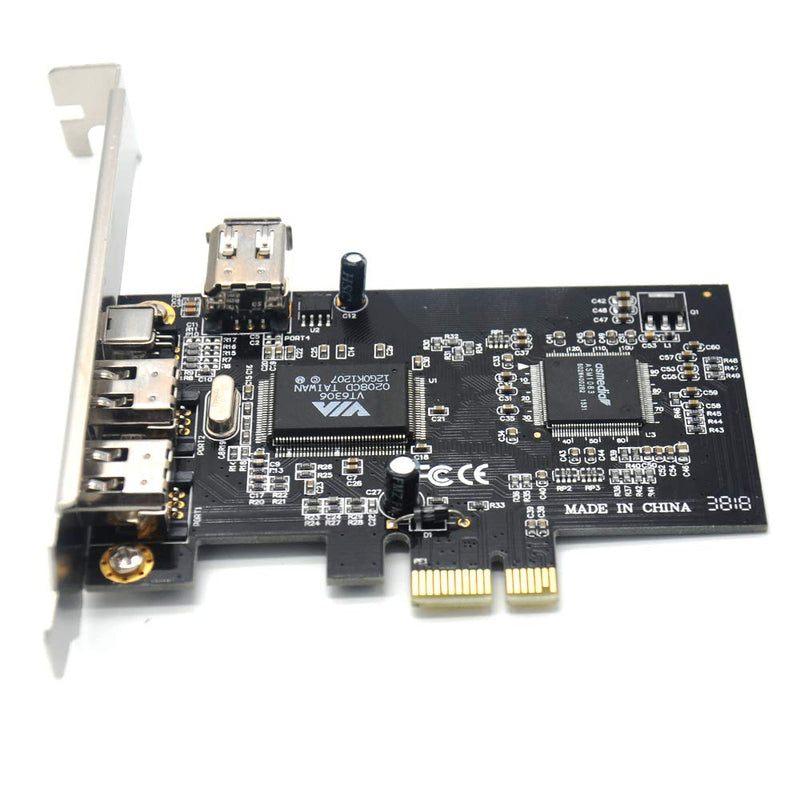  [AUSTRALIA] - Padarsey PCIe 3 Ports 1394A Firewire Expansion Card, PCI Express (1X) to External IEEE 1394 Adapter Controller (2 x 6 Pin + 1 x 4 Pin) with Low Profile Bracket for Desktop PC and DV Connection