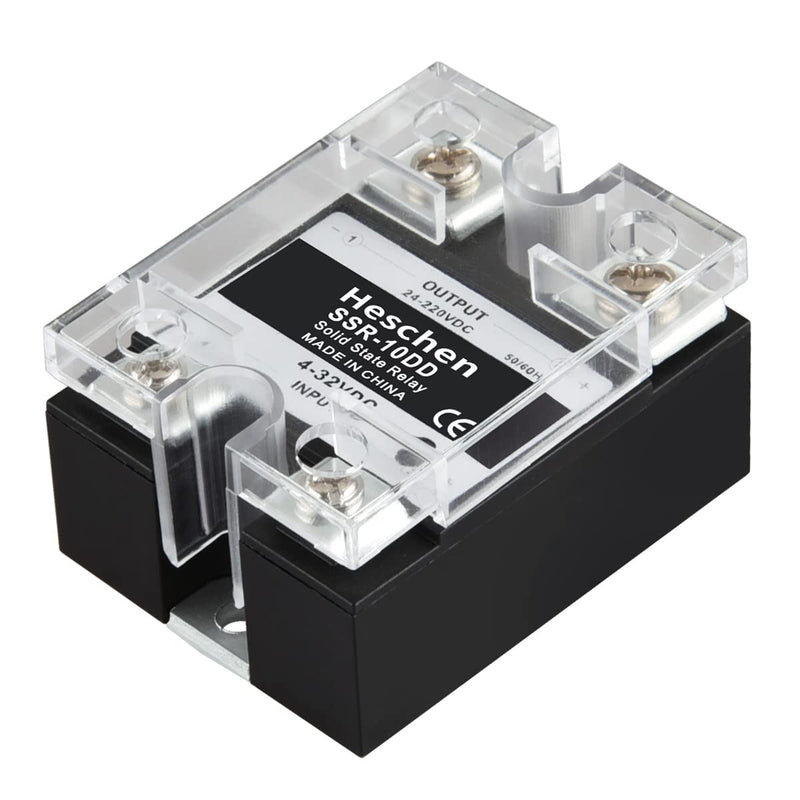  [AUSTRALIA] - Heschen Single Phase Solid State Relay DC/DC SSR-10DD Input 4-32VDC Output 24-220VDC 10A 50-60Hz