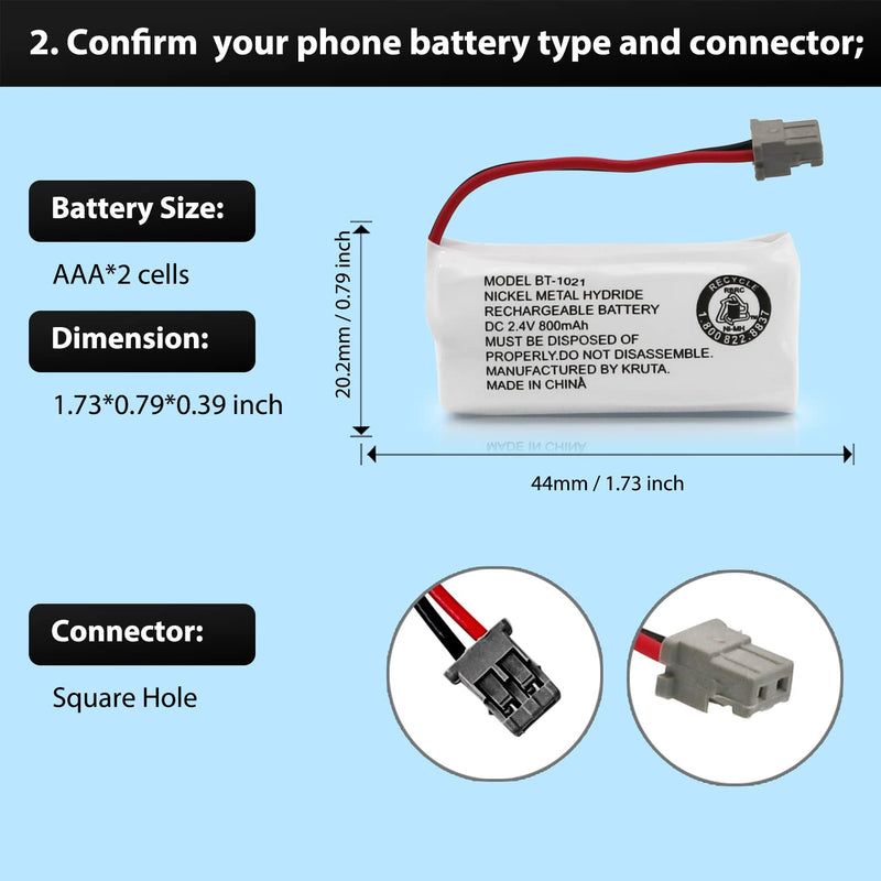  [AUSTRALIA] - BT-1021 BBTG0798001 Cordless Phone Battery Compatible with Uniden BT1021 BT-1025 BT-1008 BT-1016 Empire CPH-515B Cordless Phone (2) 2