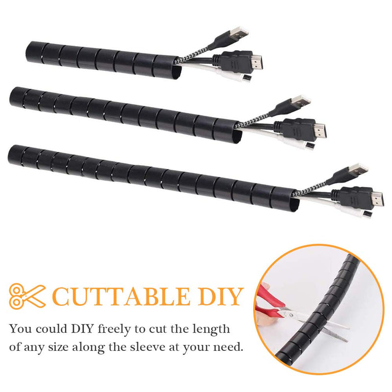  [AUSTRALIA] - Black Spiral Winding Cable Management Pipe Wire Wrap Line Coiled Tube, Flexible Cord Covered Protective Bundler Sleeve Hose for Office, Computer, TV, and Car (Length 10ft- Dia 1.1inch)