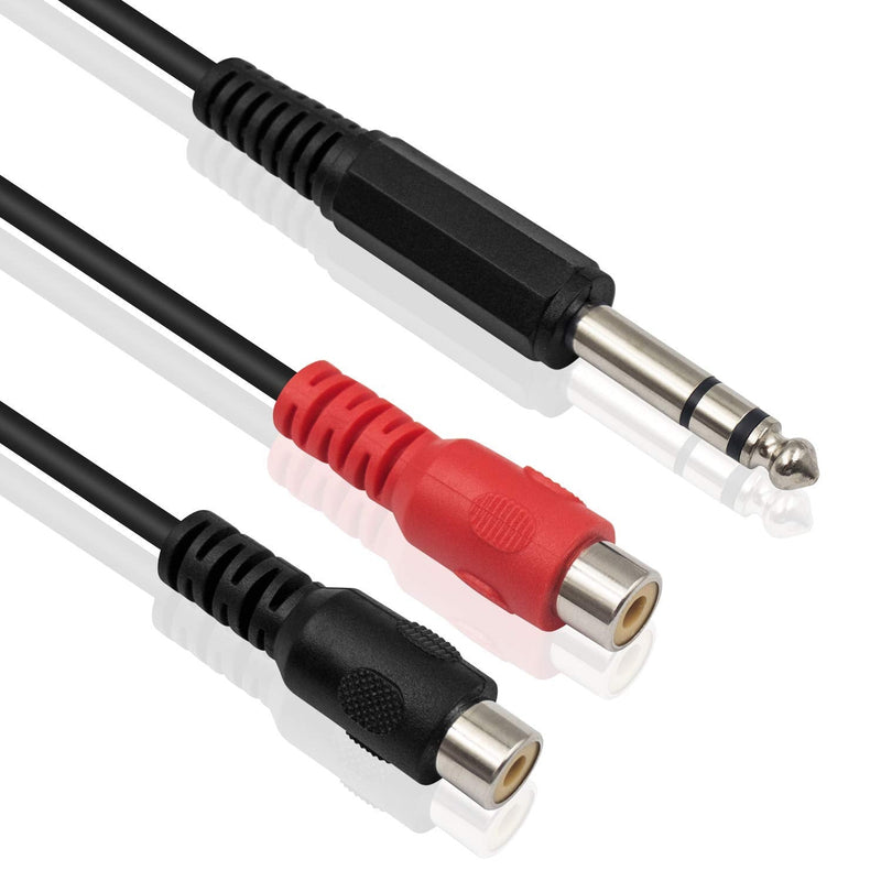  [AUSTRALIA] - Poyiccot RCA to 1/4 Adapter, RCA Female to 1/4 '' Splitter Cable, 6.35mm 1/4 inch TRS Stereo Jack Male to 2 RCA Female Plug Y Splitter Adapter Cable, 6.35mm to RCA Cable 20cm/8inch (6.35M-2RCAFM