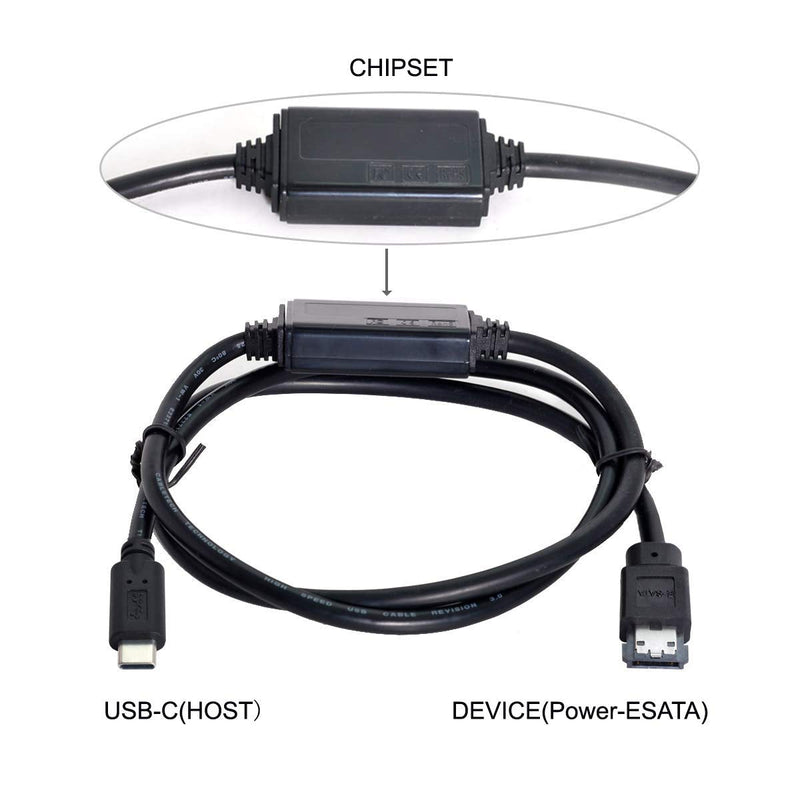  [AUSTRALIA] - Xiwai USB-C Type-C to Power Over eSATA DC5V Adapter USB3.0 to HDD/SSD/ODD eSATAp Converter