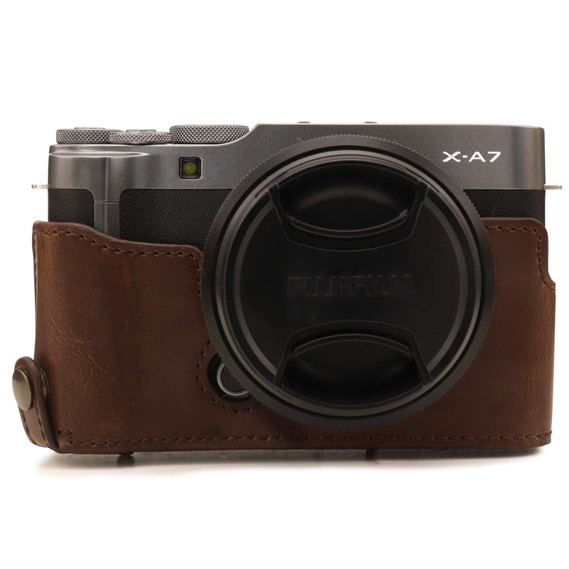  [AUSTRALIA] - MegaGear Ever Ready Leather Camera Case Compatible with Fujifilm X-A7 Dark Brown