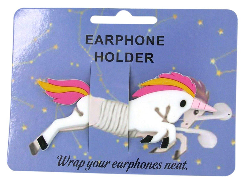  [AUSTRALIA] - Myxx White Unicorn PVC Headphone Cord Holder, 5 Inch