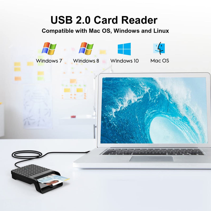 Recbot CAC Reader Smart Card Reader Military CAC Card Reader Compatible with Windows, Mac, MacBook Pro - LeoForward Australia