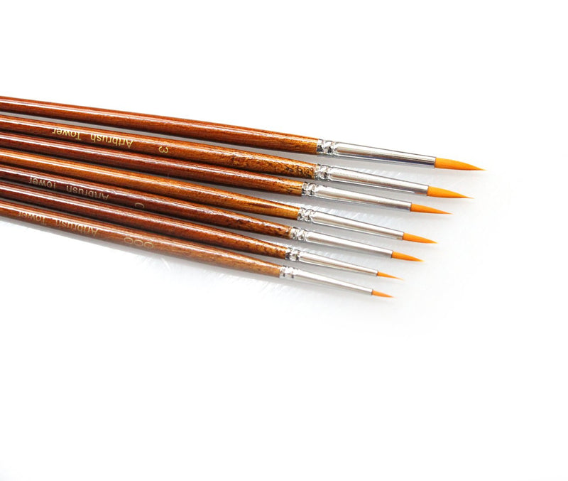  [AUSTRALIA] - Fine Detail Paint Brush Set - 7 Pieces Miniature Brushes for Watercolor, Acrylic Painting, Models, Airplane Kits