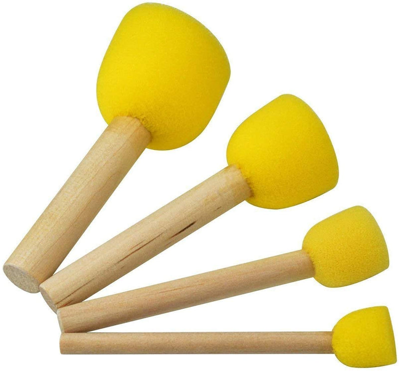  [AUSTRALIA] - 28-Pieces Assorted Size Round Sponges Brush Set, Paint Tools for Kids Yellow