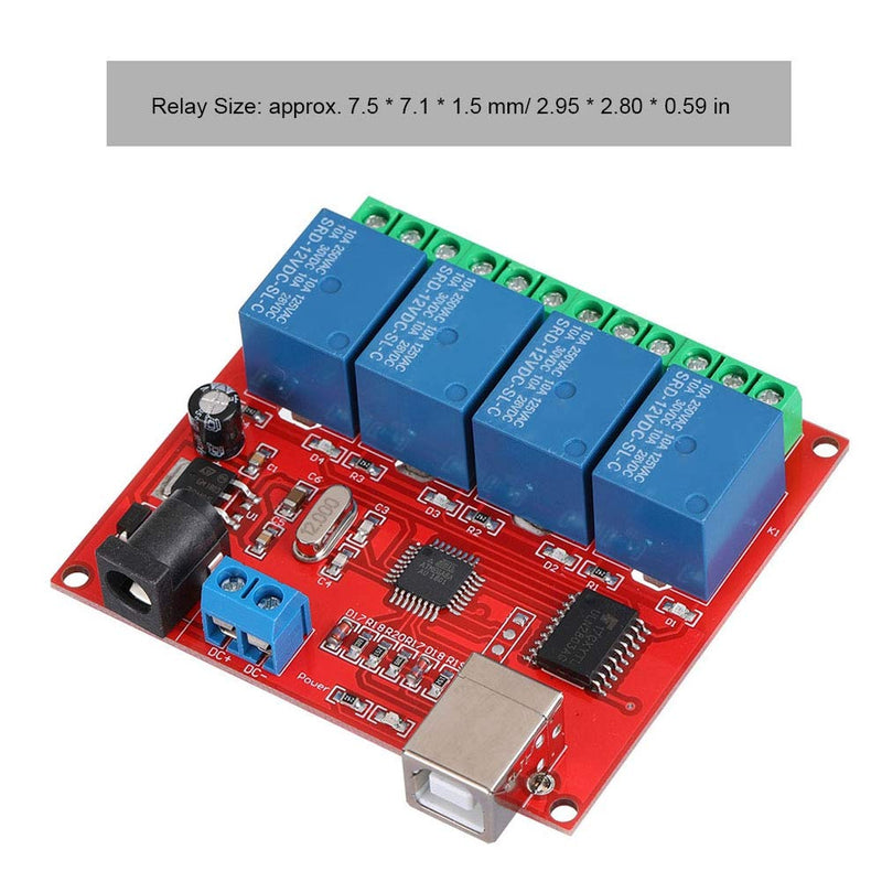  [AUSTRALIA] - Diyeeni 4-Channel 12V USB Control Switch Relay Module, Relay Board Computer Smart Switch Controller, PC Relay Module Expansion Board, Relay Board for Automation