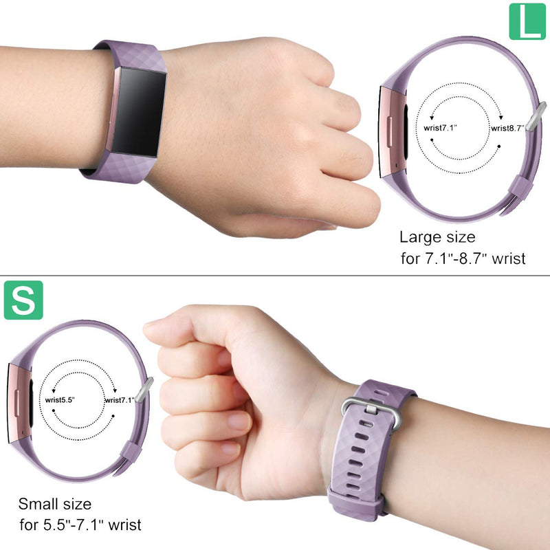 Wepro Waterproof Bands Compatible with Fitbit Charge 4 / Charge 3 / Charge 3 SE for Women Men, 3-Pack, Small, Large Lavender/Teal/Plum Small 5.5"-7.1" - LeoForward Australia