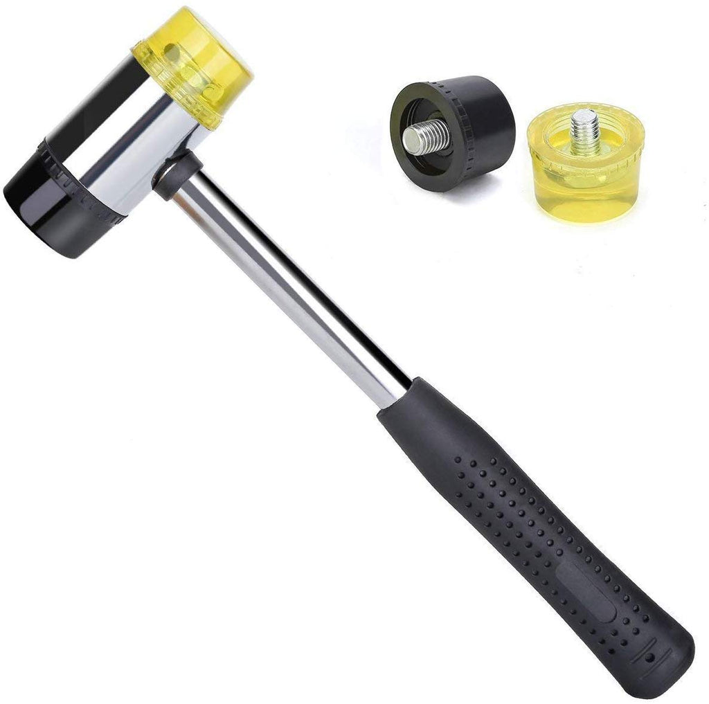  [AUSTRALIA] - Utoolmart Rubber Hammer, 25mm Replaceable Double Head Hammer with 2 Hammer Tip, with Non-Slip Rubber Handle, for Home Improvement, Leather Crafts, Woodworking