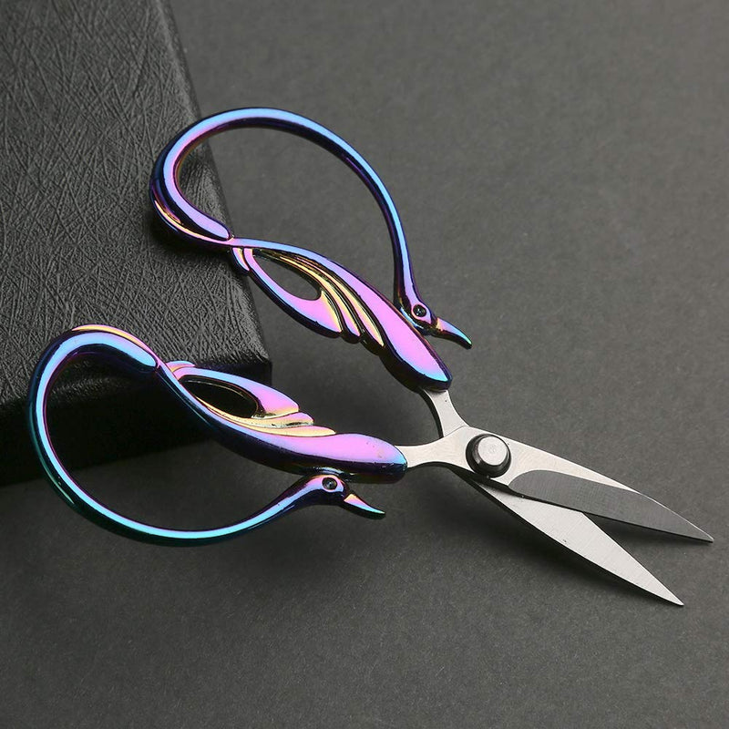  [AUSTRALIA] - Kogyxe 4 inch Embroidery Scissors, Vintage Sewing Shears, Sharp Professional Stainless Steel Cross Stitch Scissors, Swan Birds Scissors with Tassel for Embroidery, Sewing, Craft, Art Work(Colorful)