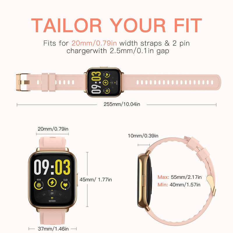  [AUSTRALIA] - AGPTEK Smart Watch, 1.69"(43mm) Smartwatch for Android and iOS Phones IP68 Waterproof Fitness Tracker Watch Heart Rate Monitor Pedometer Sleep Monitor for Men Women Rose gold case with pink band