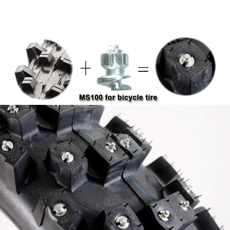  [AUSTRALIA] - Marrkey Screw in Tire Stud, Steel Body Carbide Tips [Security Anti-Skid] Spikes Tire Tyre Studs for Bicycle Shoes Boots with Installation Tool - Pack of 100
