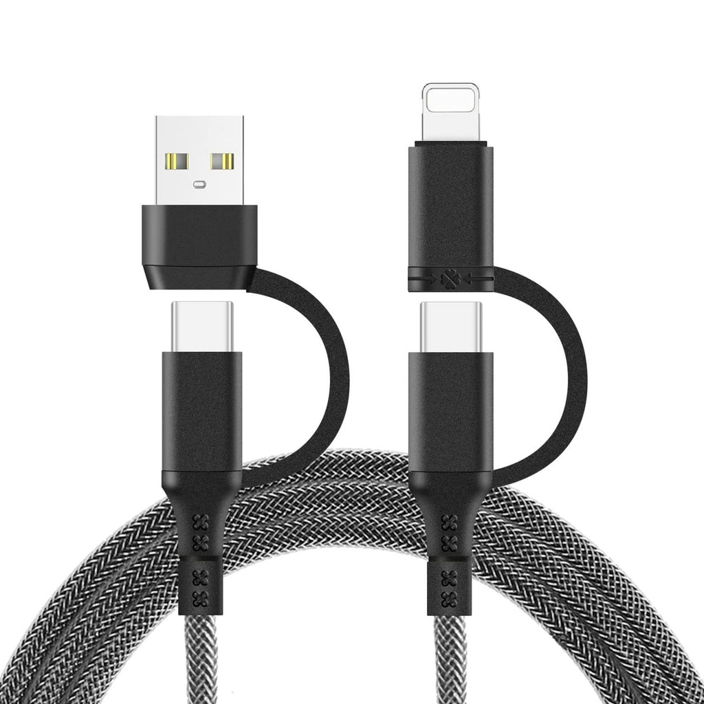  [AUSTRALIA] - 60W USB C to Multi Charging Cable, 4 in 1 Nylon Braided PD & QC 3A Fast Charging Cord USB-A/C to Type C/L-Phone Connectors Universal Sync Charger Adapter Compatible with Laptop/Tablet/Phone (6FT) 1.8 Meters