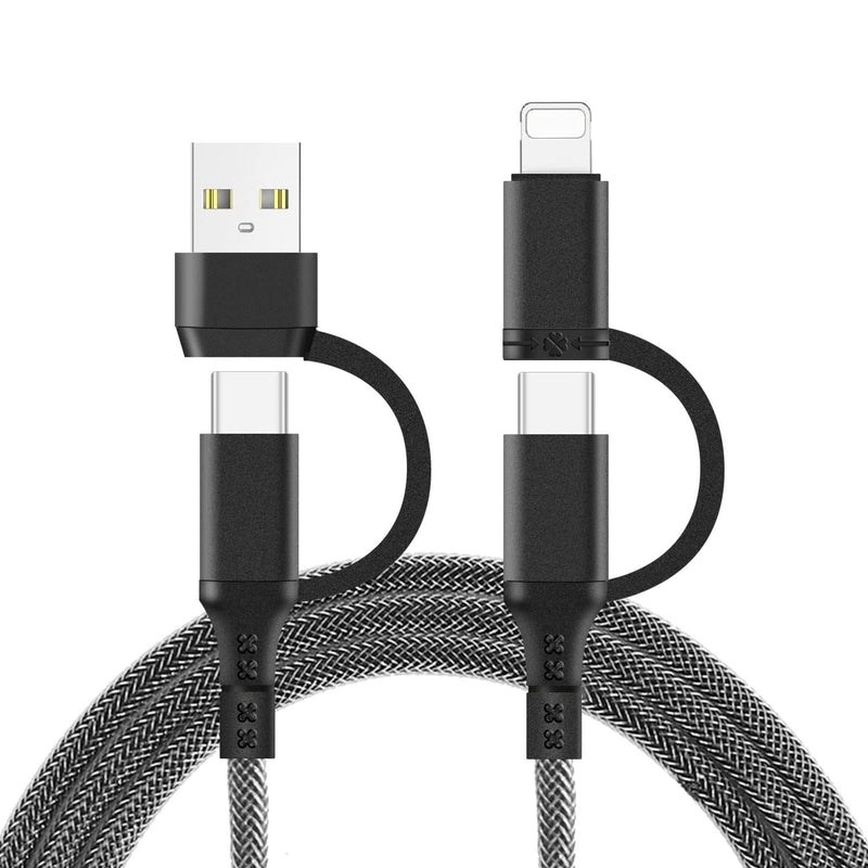  [AUSTRALIA] - USB C Multi Fast Charging Cable PD 60W Nylon Braided Ultra-Durable Fast Charge Cord 4-in-1 3A USB/C to Type C/L-Phone Fast Sync Charger Adapter Compatible with Laptop/Tablet/Phone (6.0FT) 6.0 Feet