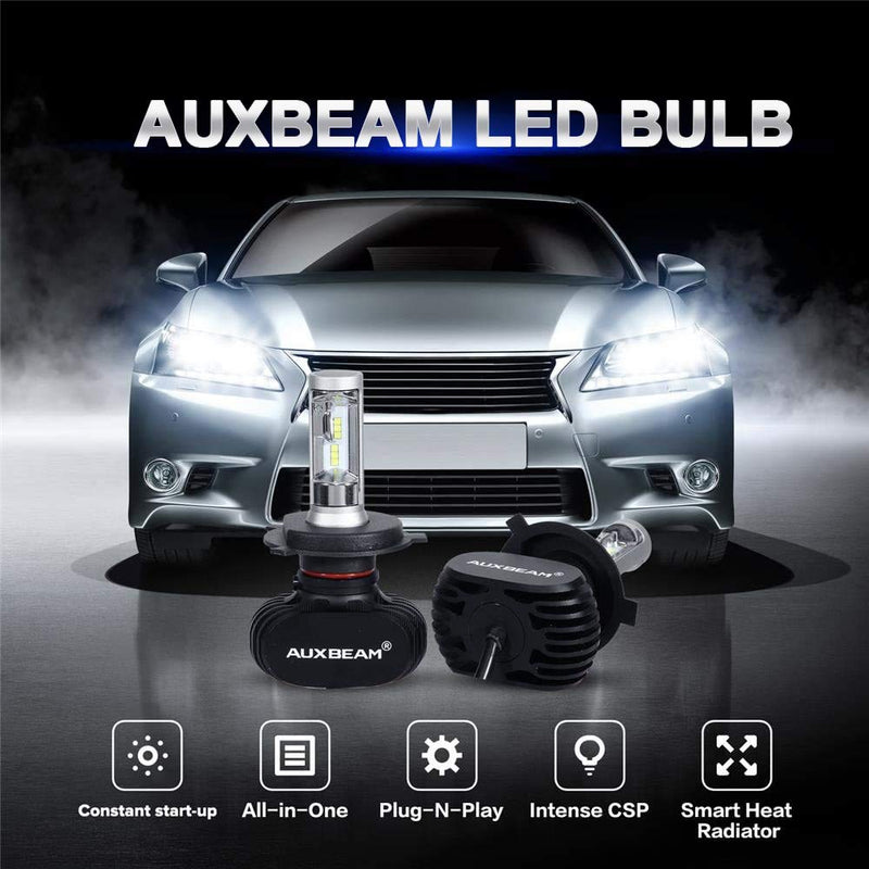 Auxbeam S1 Series H4 LED Bulb Fanless with 2 Pcs of Super Bright CSP LED Bulb Conversion Kit 8000Lumens 6000K Halogen Replacement - LeoForward Australia