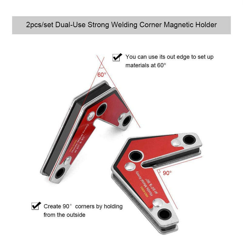  [AUSTRALIA] - Welding Magnetic Holder 2pcs/Set, Dual Use 60° 90° Corner Welding Holder Magnet Strong Magnetic Welding Holder