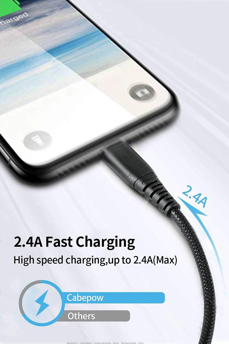  [AUSTRALIA] - iPhone Charger 6ft, Cabepow [3 Pack] Lightning Cable 6 Foot, iPhone Charging Cord 6 Feet 2.4A USB Cables Compatible with iPhone 11/Xs/XS Max/XR/X / 8/8 Plus / 7/7 Plus/ 6(Black) Black 6Foot