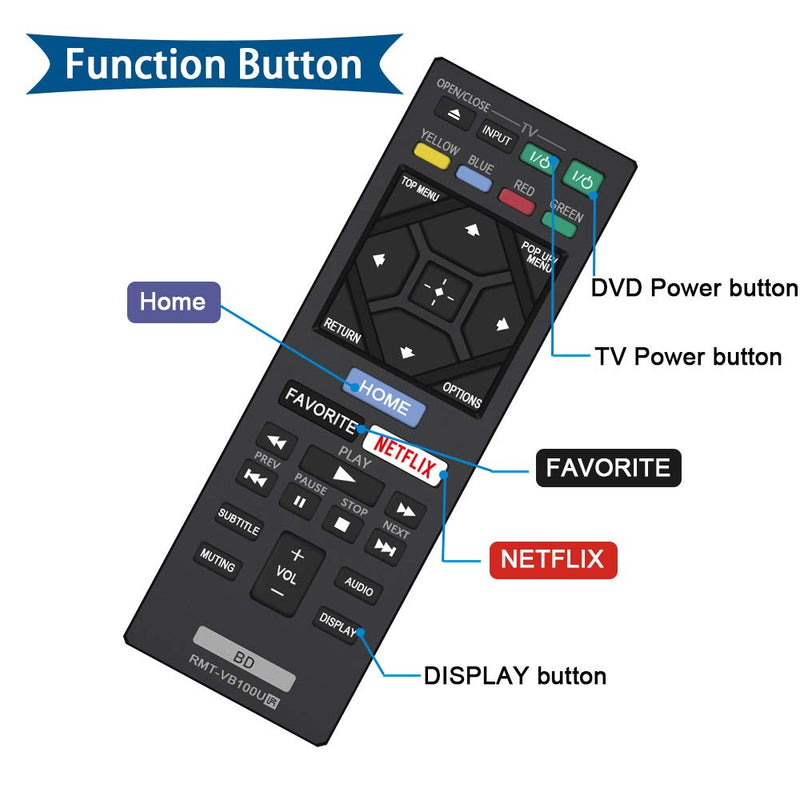 New RMT-VB100U RMT-VB201U Blu-Ray Player Remote Compatible with Sony Player BDP-BX150 BDP-BX350 BDP-BX550 BDP-BX650 BDP-S1500 BDP-S2500 BDP-S2900 BDP-S3500 BDP-S4500 BDP-S5500 BDP-S6500 BDP-S3700 - LeoForward Australia