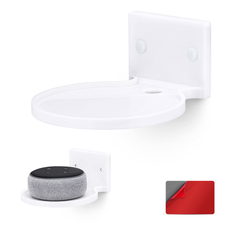  [AUSTRALIA] - BRAINWAVZ 5” Round Floating Shelf Mount for Security Cameras Baby Monitors Speakers Plants Toys & More Universal Holder Stick-On Or Screw Mount, Easy to Install (White)