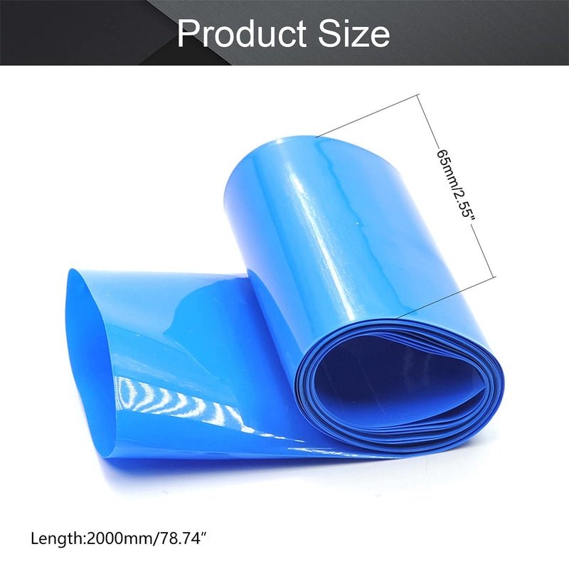 Othmro Battery Shrink Wrap PVC Heat Shrink Tubing Flat Width 65mm, Length 2m for Big Battery Pack Power Blue Flattening width: 65mm,length:2m - LeoForward Australia