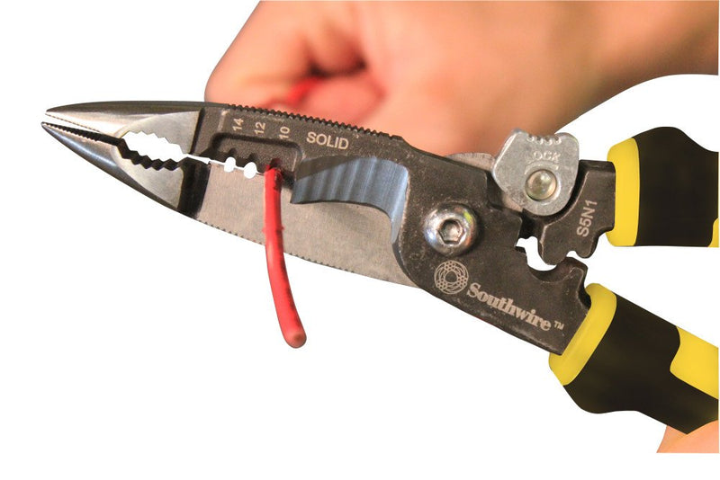  [AUSTRALIA] - Southwire Tools & Equipment 58993940 S5N1 5-in-1 Long Nose Multi-Tool Pliers, Black/Yellow 5-in-1 Multi-Tool Plier