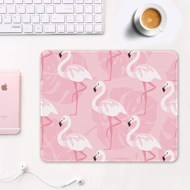  [AUSTRALIA] - Auhoahsil Mouse Pad, Square Flamingo Theme Anti-Slip Rubber Mousepad with Stitched Edges for Office Gaming Laptop Computer Women Girls, Cute Custom Pattern, 11.8" x 9.8", Elegant White Flamingos Pink White Flamingo