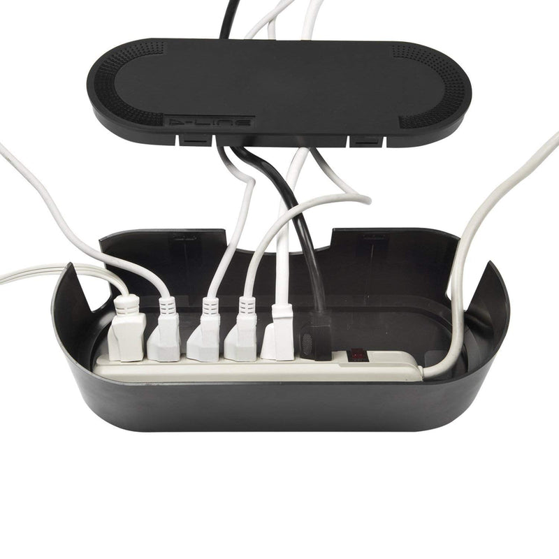  [AUSTRALIA] - D-Line Cable Management Box (Small) & Medium Cable Raceway Multipack 4x 1.18" (W) x 0.59" (H) x 39" Lengths (13.12ft Total) with 12 Accessories - Black