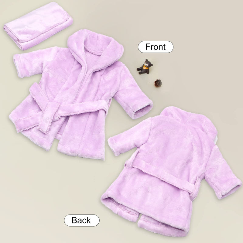  [AUSTRALIA] - SPOKKI Newborn Photography Props Baby Girl 5 PCS Bathrobes Bath Towel Outfit with Slippers Cucumber Photo Props for Infant Boys Girls(0-6 Months) (Purple) Purple