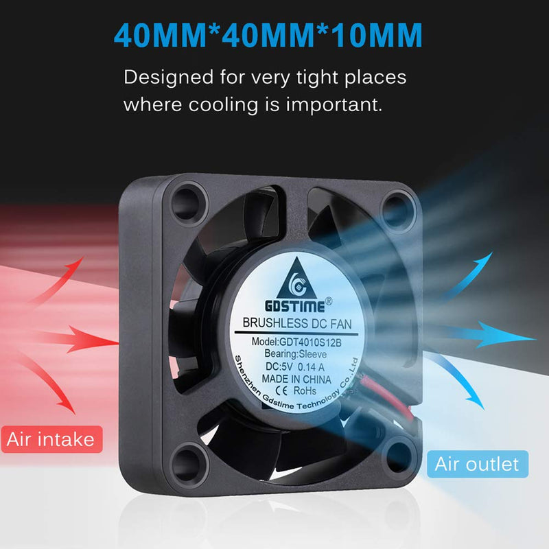 GDSTME 40mm USB Fan for VR Gear, Aquarium, Roku, Router, Raspberry Pi, Cosplay, Helmet Cooling Ventilation - LeoForward Australia