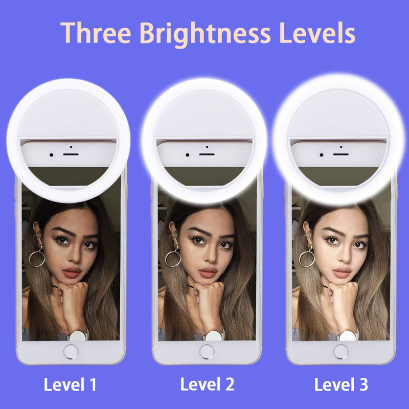  [AUSTRALIA] - Selfie Light for iPhone & Android，LVYOUIF Portable Clip on Ring Selfie Light Flash with 36 Rechargeable LED for Phone Laptop iPad Photography Camera Video Girls Makeup(White)