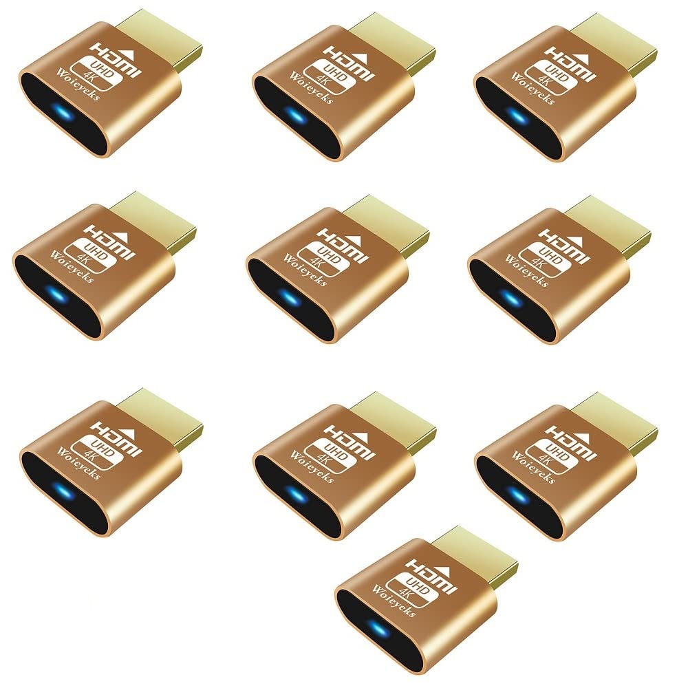  [AUSTRALIA] - 4K HDMI Dummy Plug,Virtual Display Adapter,Headless Ghost Virtual Display Emulator for Ethereum ETH ZEC BTC Mining UHD 3840x2160@60hz (10-Pack) 10 pack