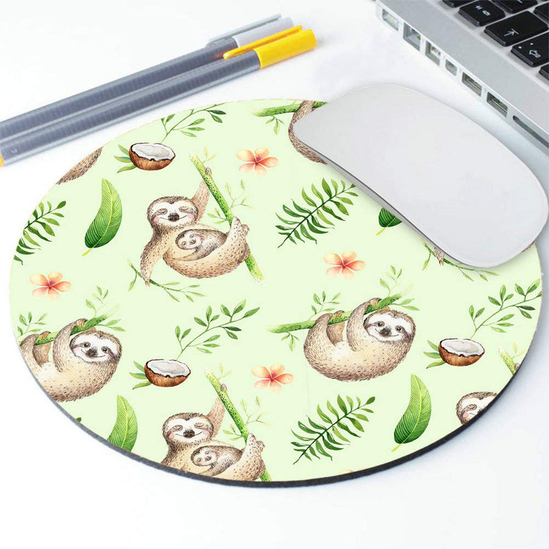  [AUSTRALIA] - Amcove Sloth Mouse Pad Mousepad Green Mouse Pad Cute Mousepad Office Supplies Office Desk Accessories Cubicle Decor Desk Decor Round Mouse Pad